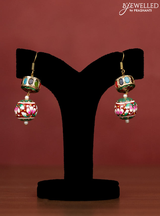 Jaipur multilayer beaded maroon necklace with meenakari beads