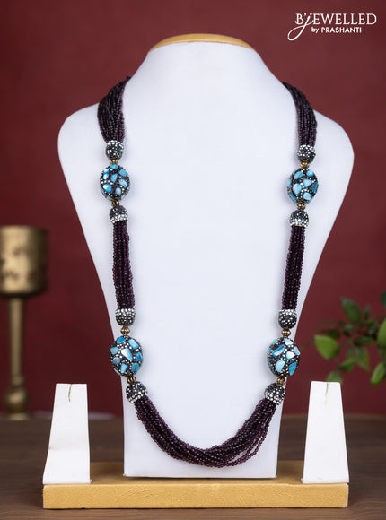 Jaipur multilayer beaded wine necklace with meenakari beads without earring