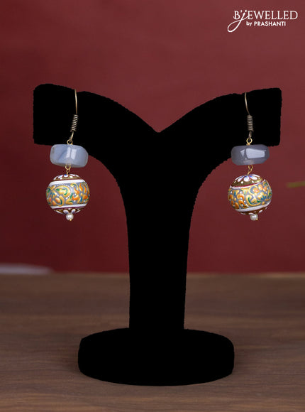 Jaipur beaded grey stone necklace with meenakari balls