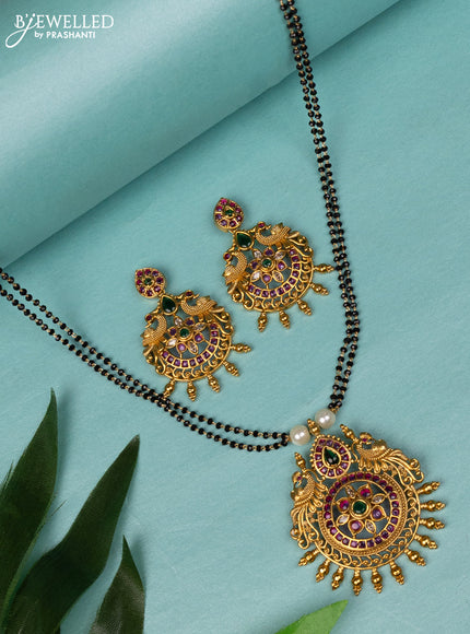 Mangalsutra double layer peacock design with kemp & cz stones