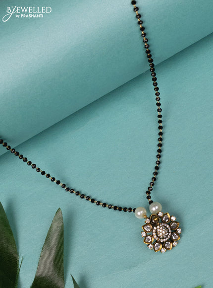 Mangalsutra peacock design with cz stones in victorian finish without earring