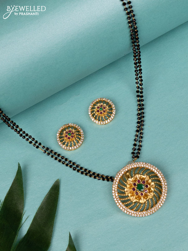 Mangalsutra double layer with kemp & cz stones