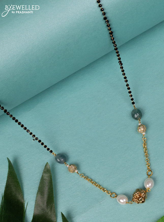 Mangalsutra with cz stones and pearl & tulip beads without earring