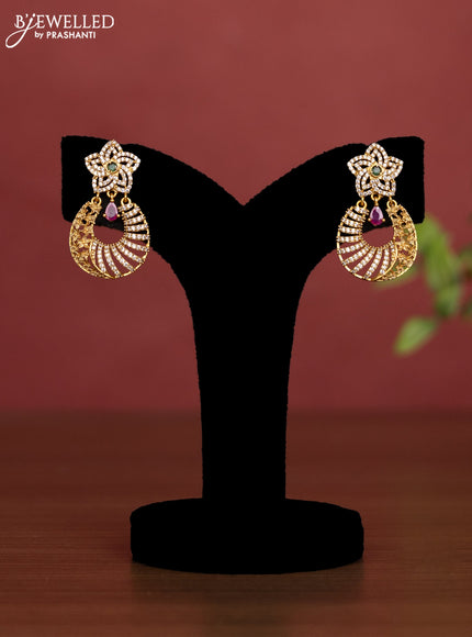 Beaded light brown necklace floral pendant with kemp & cz stones