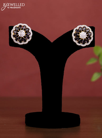 Beaded multilayer choker with cz and violet stones pendant