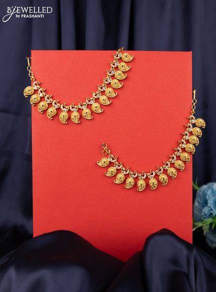 Antique maatal with peacock and maanga pattern kemp & cz stones