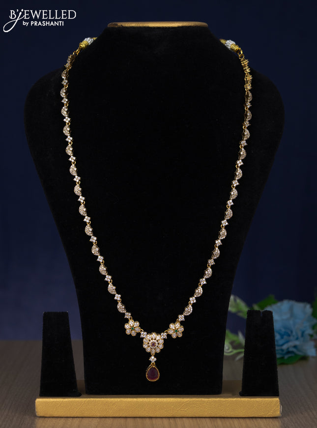 Antique haaram floral design with kemp and stones without earring