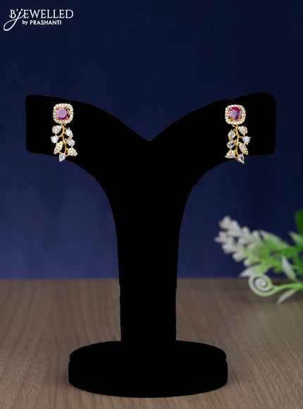 Zircon necklace with ruby and cz stones in gold finish