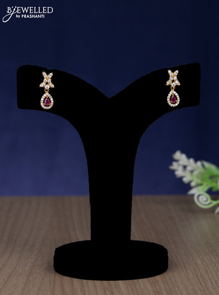 Zircon necklace with ruby and cz stones in gold finish