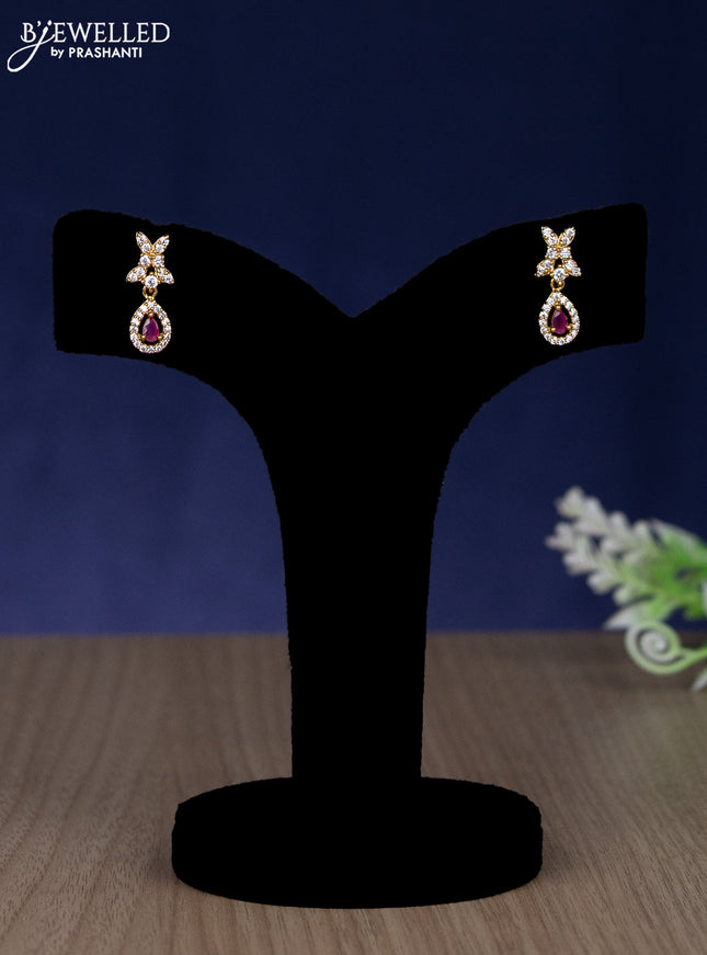 Zircon necklace with ruby and cz stones in gold finish