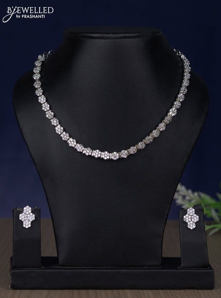 Zircon necklace floral design with cz stones