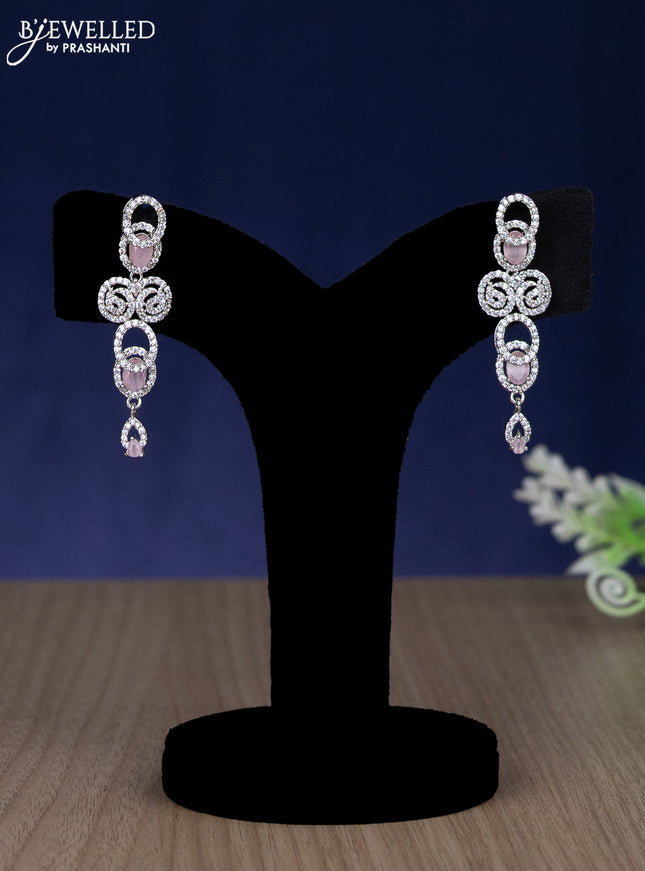 Zircon necklace with baby pink & cz stones