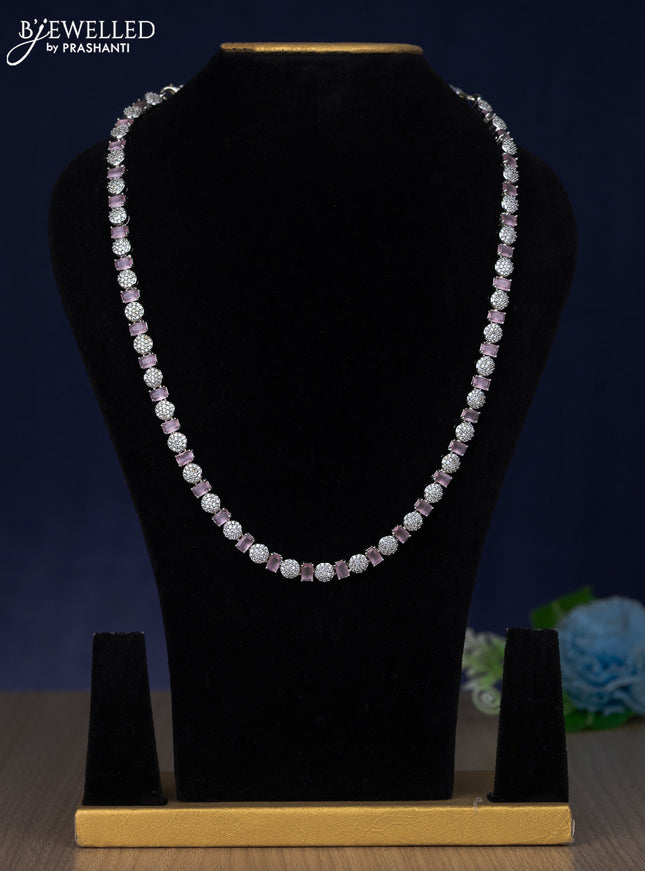 Zircon haaram with baby pink & cz stones without earring