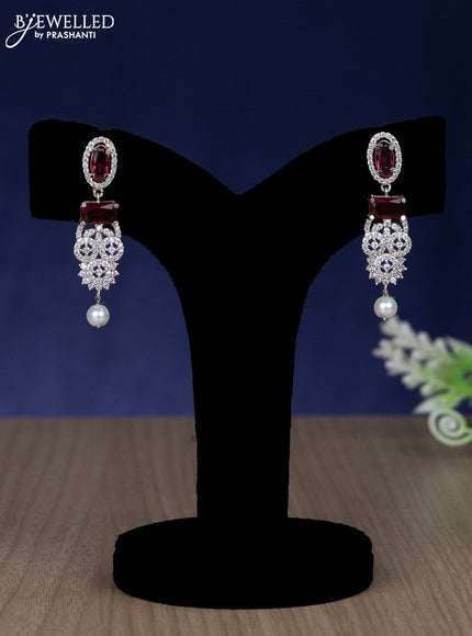 Zircon choker with ruby & cz stones and pearl hangings