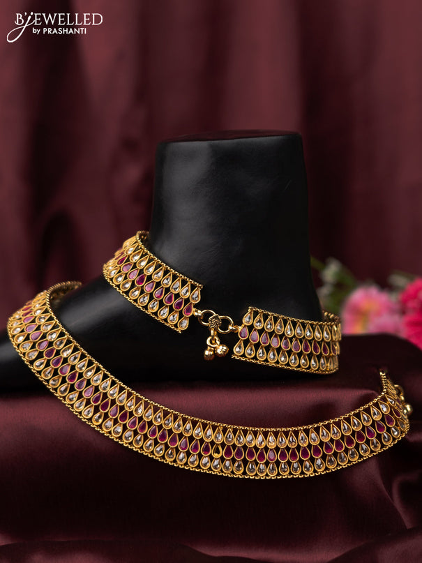 Antique anklet with ruby and cz stone