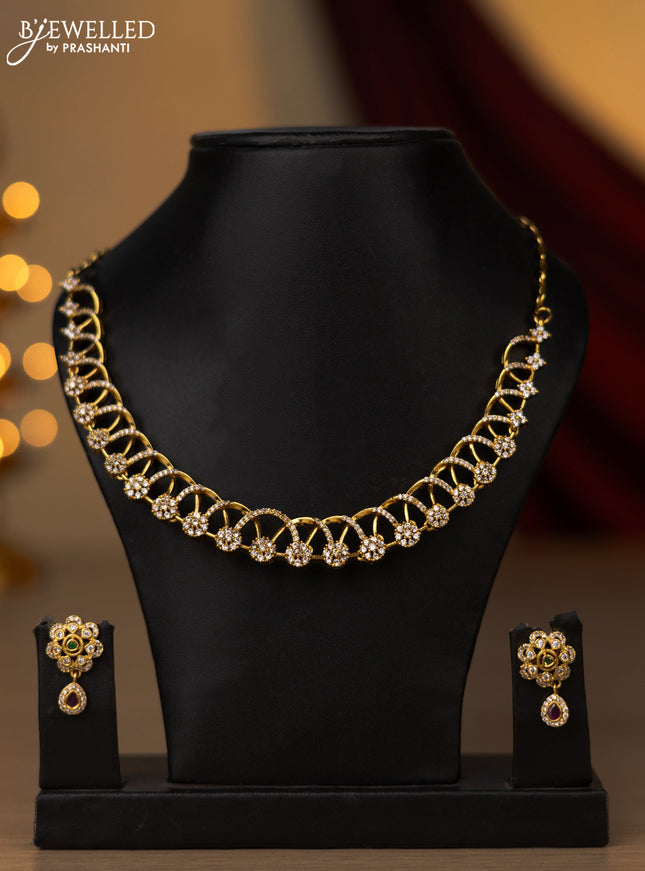 Antique necklace with kemp and cz stones