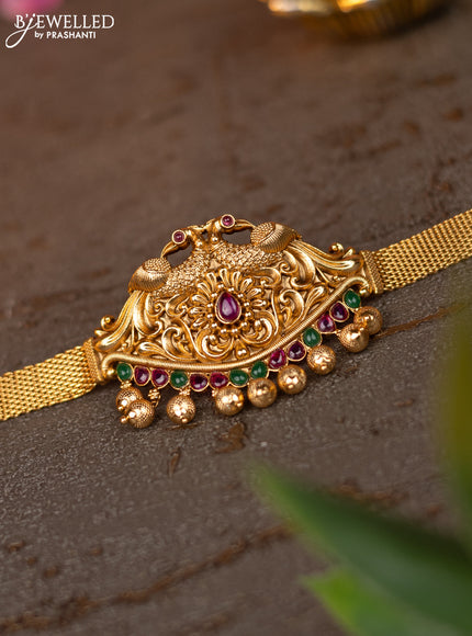 Antique vanki peacock design with kemp and golden beads hangings