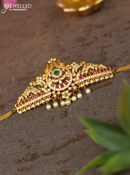 Antique vanki peacock design with kemp and cz stones