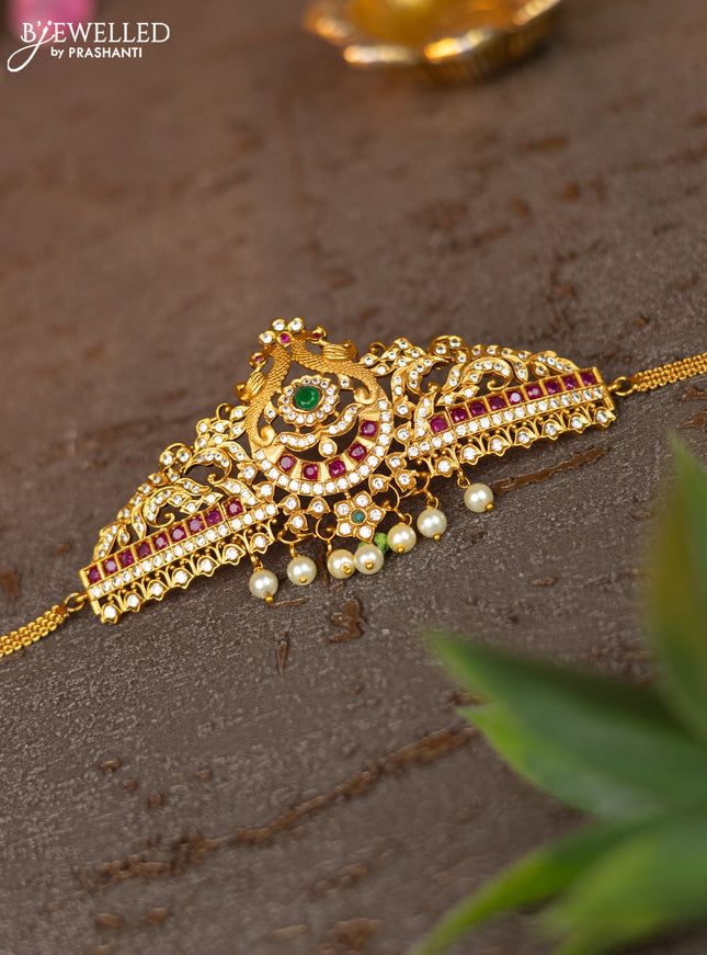 Antique vanki peacock design with kemp and cz stones
