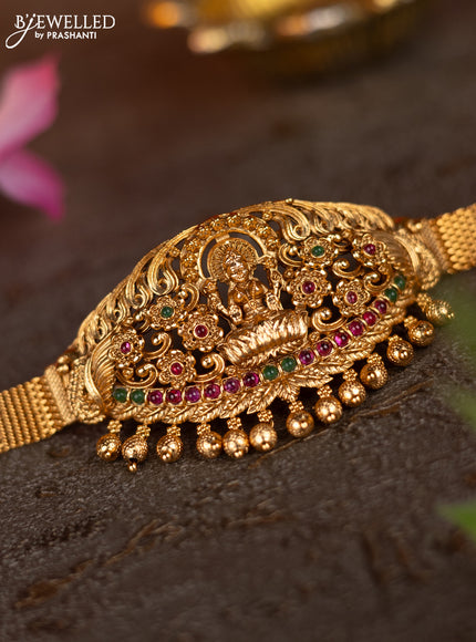 Antique vanki lakshmi design with kemp and golden beads hangings