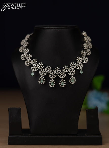 Zircon necklace with mint green and cz stones without earring