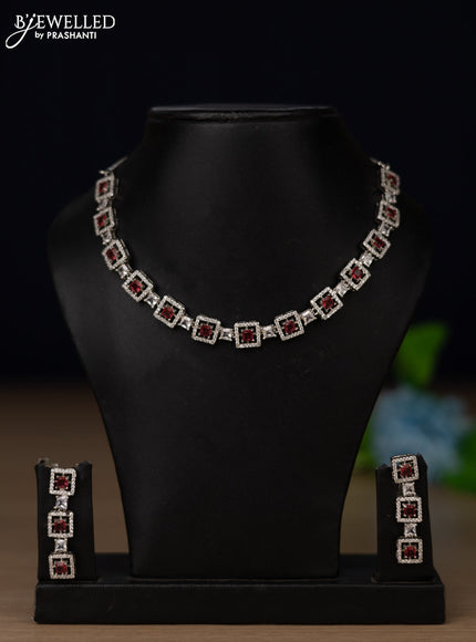 Zircon necklace with ruby and cz stones