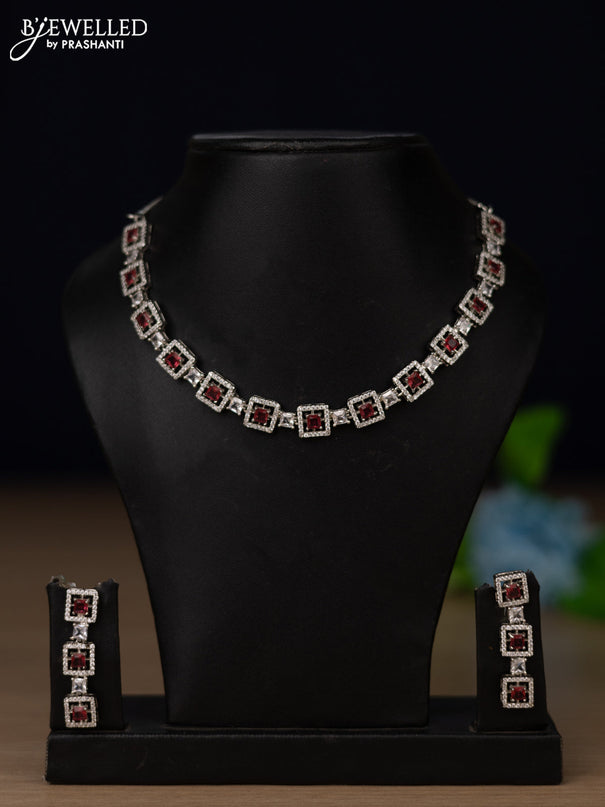 Zircon necklace with ruby and cz stones