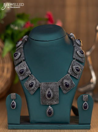 Terracotta grey and black necklace with hangings