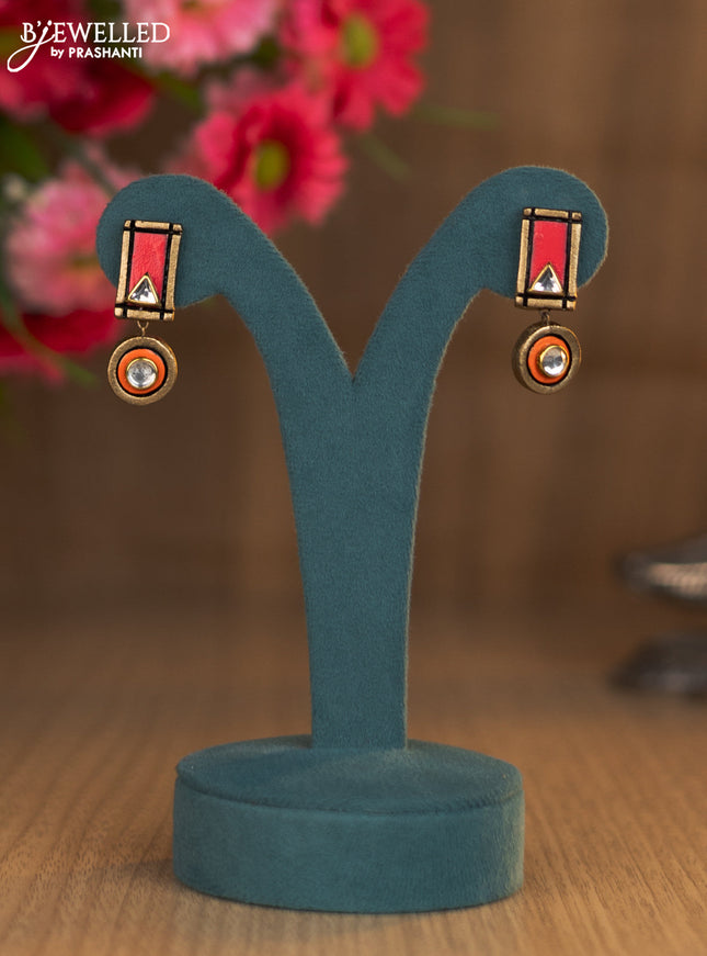 Terracotta pink and orange necklace with hangings