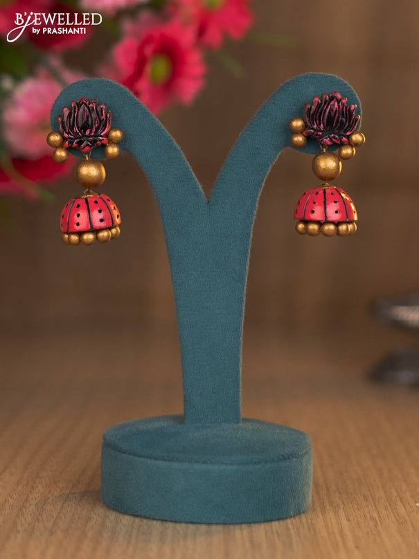 Teracotta necklace with ganesha and lotus pendant