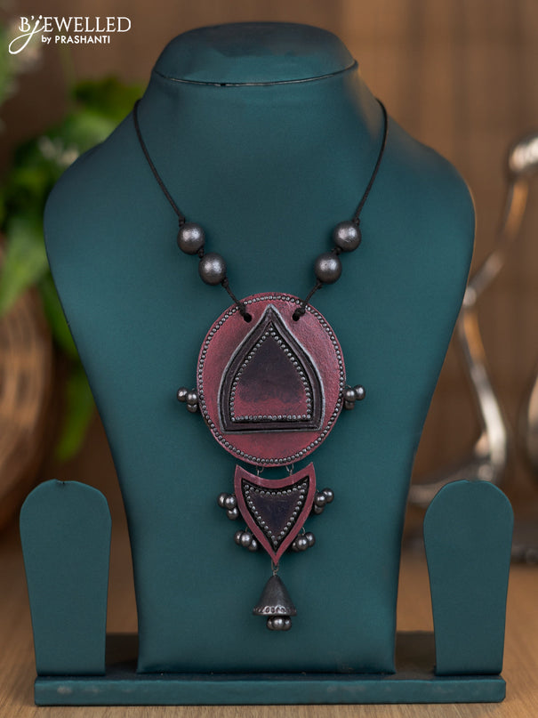 Terracotta pink and grey necklace without earring