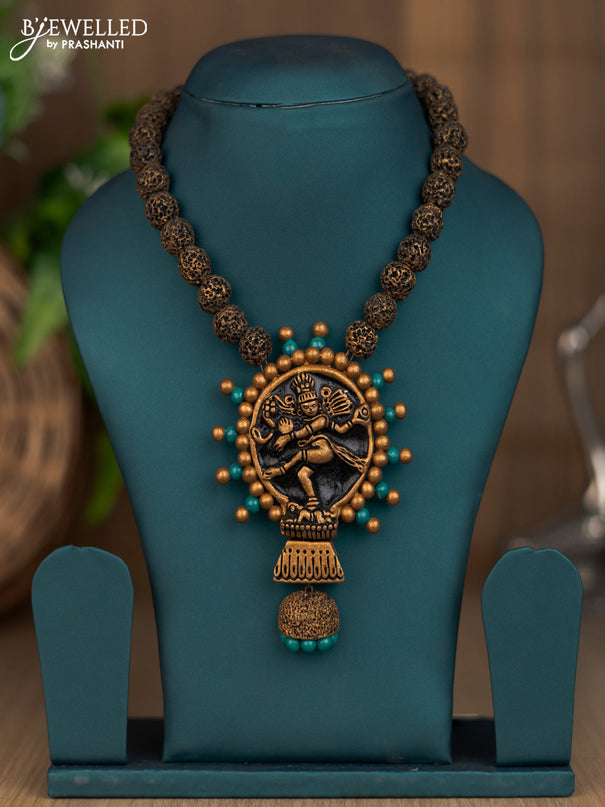 Terracotta rudhraksha necklace with nadarajar pendant