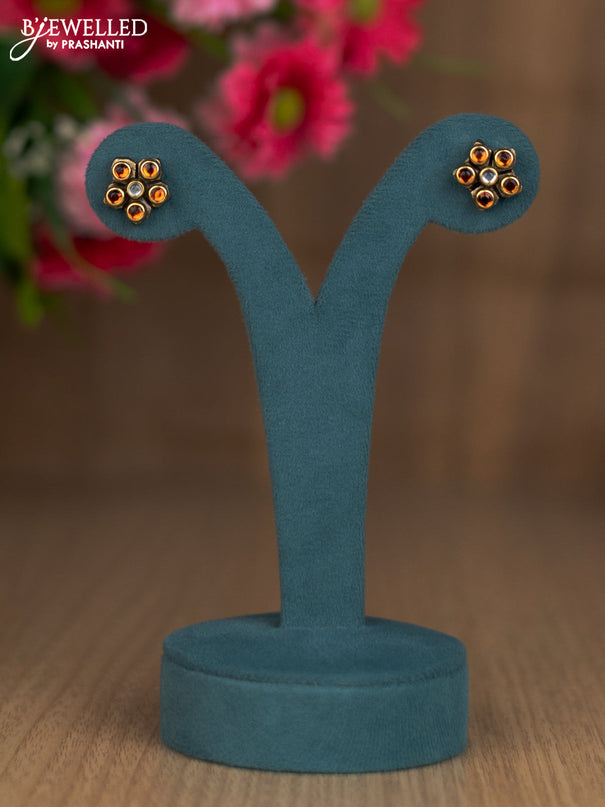 Terracotta floral design necklace with orange and cz stones