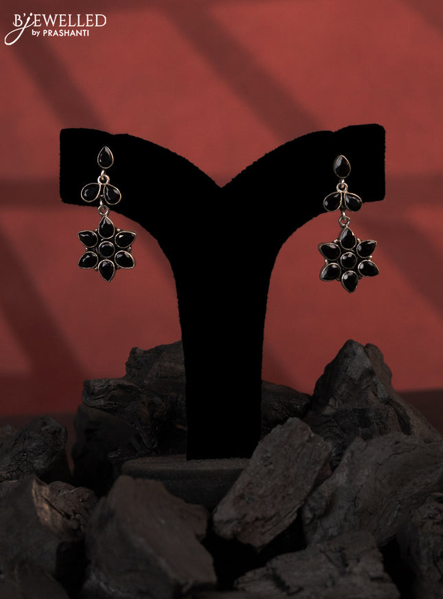 Oxidised earrings with black stones
