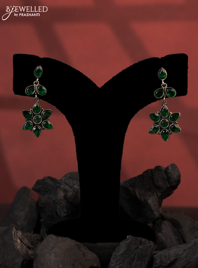 Oxidised earrings with emerald stones