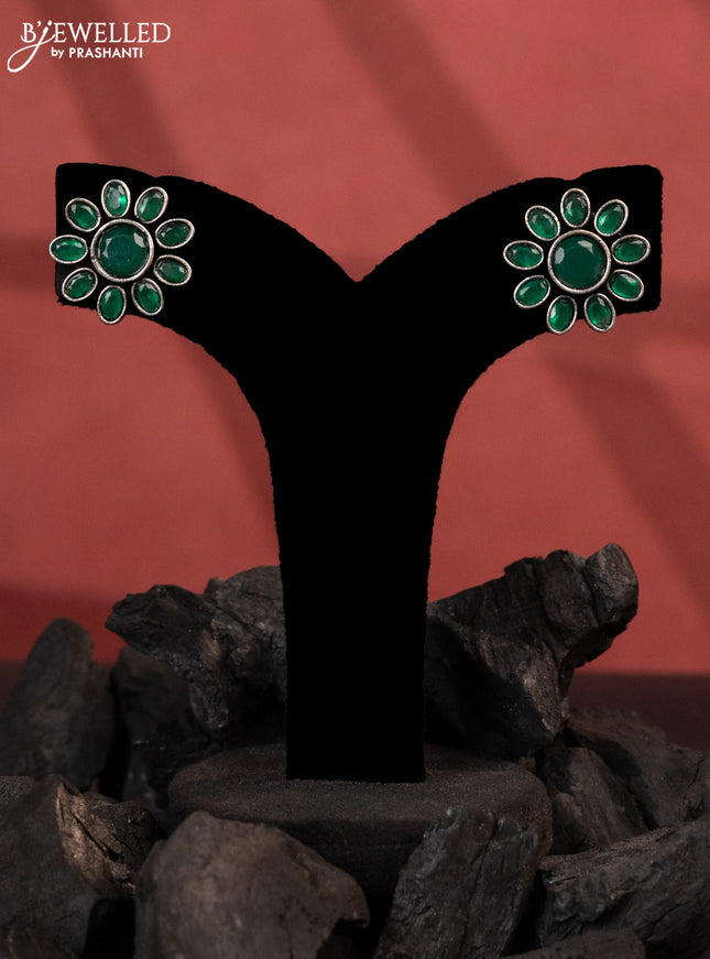 Oxidised earrings with emerald stones