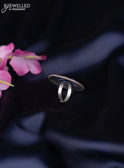 Oxidised ring with sapphire stones