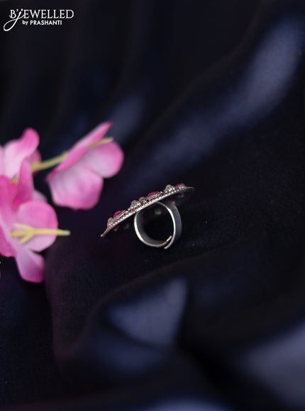 Oxidised ring with ruby stones