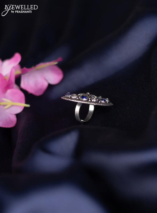 Oxidised ring with sapphire stones