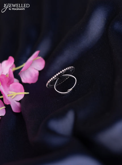 Oxidised ring with baby pink stones
