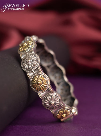 Oxidised floral design screw type bangles