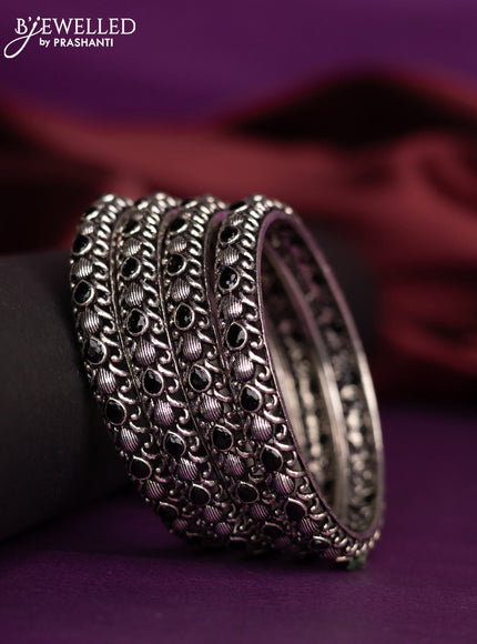Oxidised bangle with black stones