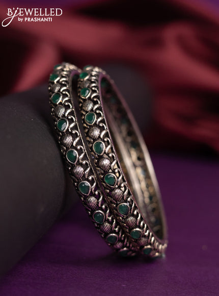 Oxidised bangle with emerald stones
