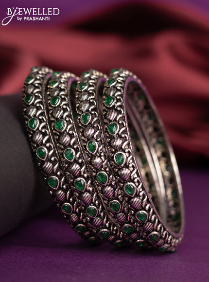 Oxidised bangle with black stones