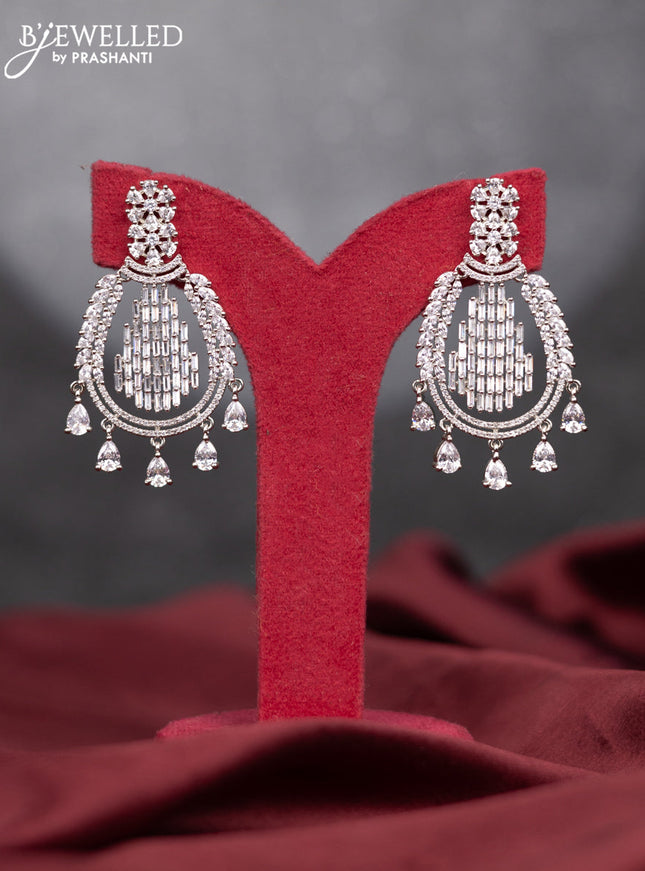 Zircon earring with cz stones and hangings