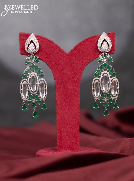 Zircon earring with emerald & cz stones and hangings
