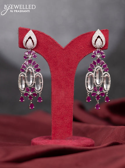 Zircon earring with ruby & cz stones and hangings
