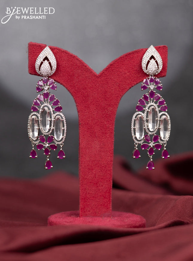 Zircon earring with ruby & cz stones and hangings