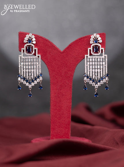 Zircon earring with sapphire & cz stones and hangings