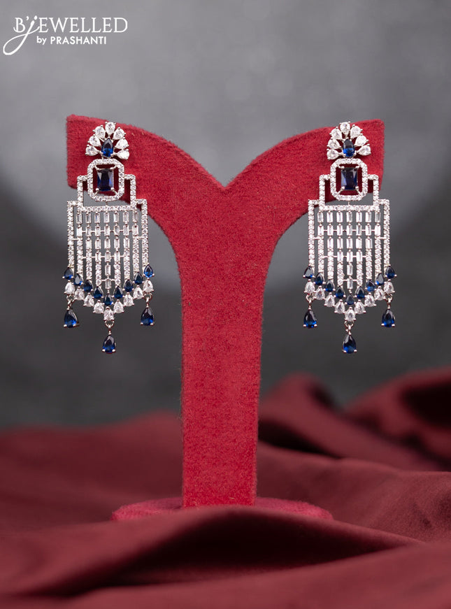 Zircon earring with sapphire & cz stones and hangings